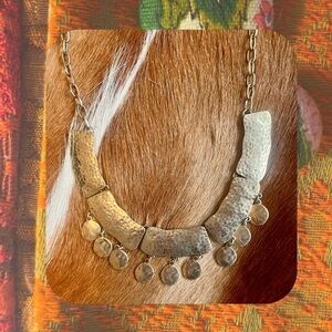 🆕 gold embossed bib fringe necklace